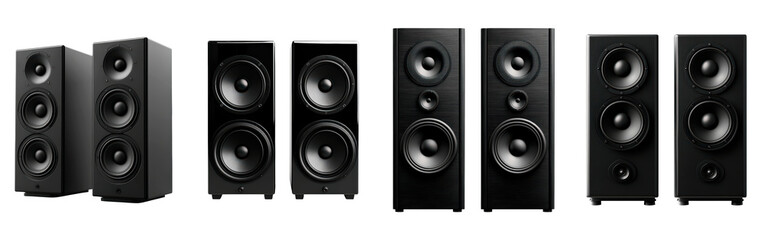 Fototapeta premium Black Modern Speakers on a transparent background