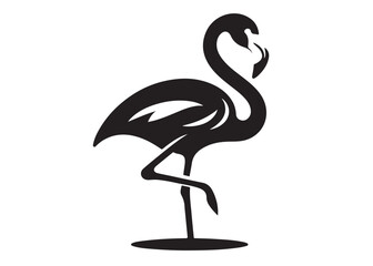 Vector flamingo logo silhouette vector, silhouette of flamingo logo icon, tropical wildlife flamingo logo silhouette, simple black an white flamingo vector silhouette isolated on a white background