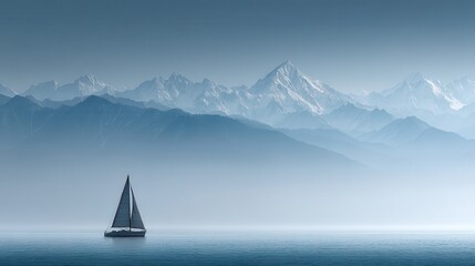 Misty mountains, tranquil sailing