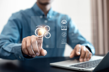 Digital Automation and Business Optimization Concept.  workflow development Business process management and workflow automation diagram .