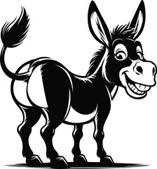 Funny Donkey Vector Silhouette, Cartoon Mule Clipart Design for Farm Humor T-Shirts and Wall Art, Cute Laughing Donkey Artwork for Cricut Projects, Sublimation, Kids Decor, and Country Comedy