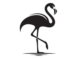 Vector flamingo logo silhouette vector, silhouette of flamingo logo icon, tropical wildlife flamingo logo silhouette, simple black an white flamingo vector silhouette isolated on a white background