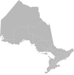 Fototapeta premium Ontario, Canada – administrative vector map with census division boundaries (PPT-compatible & fully editable)