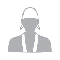 飲食店店員、職人の男性シルエットイラスト　グレー