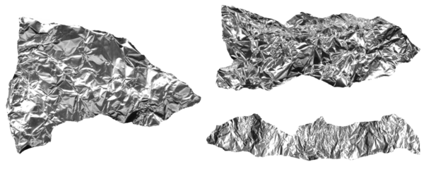 Monochrome Metallic Foil Paper With Torn and Jagged Edges Isolated on a Transparent or White Background