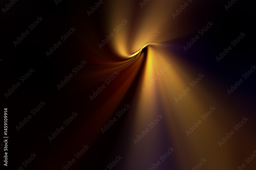 Wall mural modern bright abstract dynamic line wave curve soft light gradient neon brown yellow gold on black b