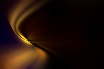 Modern bright abstract dynamic line wave curve soft light gradient neon brown yellow gold on black background design for graphics pattern web illustration technology digital backdrop wallpaper poster
