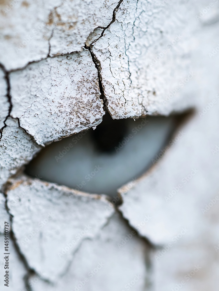 Aufkleber a single eye peeks through cracked, white paint, revealing a mysterious gaze from beneath a weathere