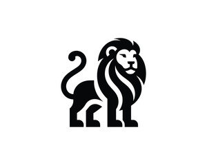 Lion full body icon in creative monochrome vector form