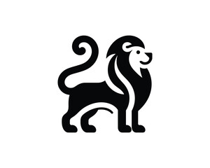 Lion logo in abstract black and white flat style