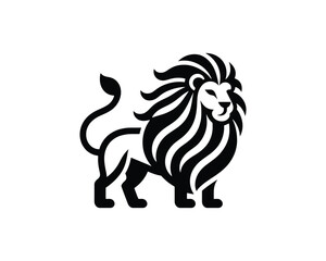 Lion icon logo flat full body style