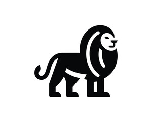 Lion full body logo in flat line iconic vector style