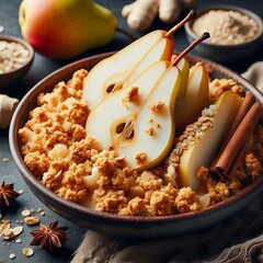 Crumble Sliced pears baked with fresh