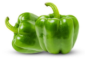Shiny Green Bell Peppers on White Background
