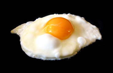 Sunny-Side-Up Egg on Black Background Display
