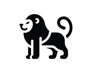 Flat Lion Emblem in Clean Monochrome Design for Branding