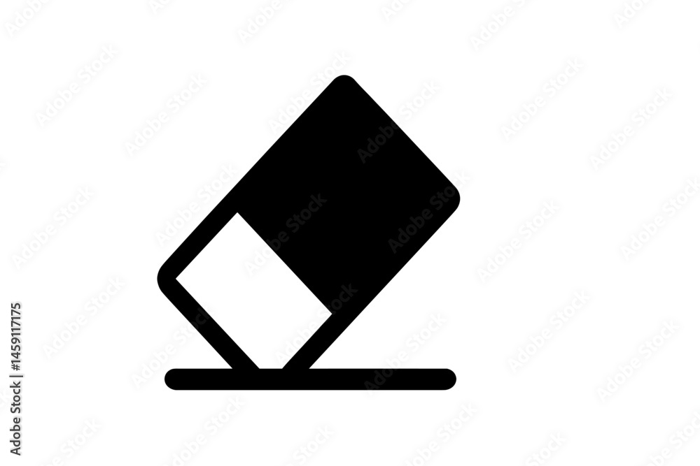 Poster vector illustration icon of an eraser tilted on a surface emphasizing its simple design and function