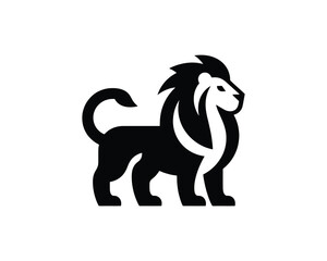 Lion Silhouette Logo in Bold Minimalist Black and White Design