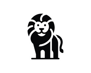 Lion Full Body Vector Logo in Minimal and Bold Black and White Style