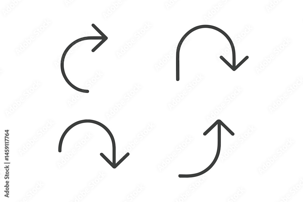 Poster vector illustration icons depicting various arrow designs for navigation and direction indication in