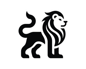 Iconic Minimalist Lion Full Body Logo in Bold Black and White Design