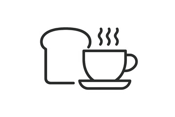 Vector illustration icon of steaming cup and bread on a plate for breakfast setting showcasing morning comfort food