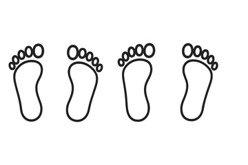 Vector illustration of simple footprint icons representing movement and direction