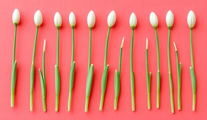 White tulips on coral
