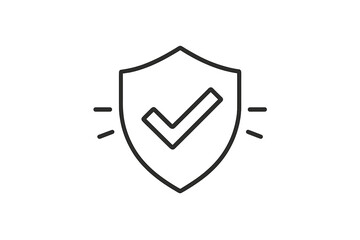 Shield symbol with check mark representing security and trust in digital services and online platforms
