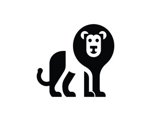 Minimal Lion Full Body Logo in Iconic Black and White Style