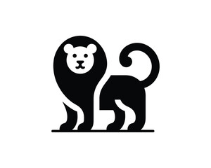 Iconic Black and White Lion Logo in Minimal Full Body Style