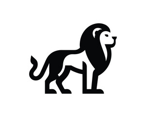 Black and White Minimal Lion Full Body Logo for Playful Branding