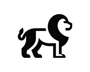 Minimal Lion Full Body Logo in Black and White for Clean Branding