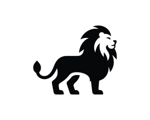 Clean Black and White Minimal Lion Logo with Playful Full Body Design