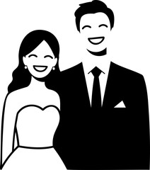 Minimalist Wedding Portrait of Happy Couple