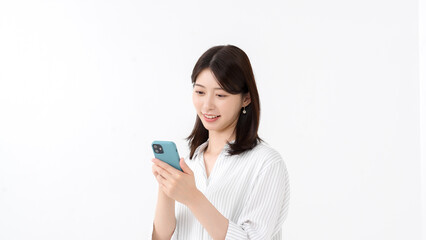 Fototapeta premium 女性 スマートフォン