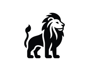 Black and White Minimal Lion Full Body Logo for Clean Branding