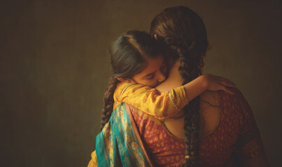 Heartwarming Moment of Mother Hugging Child