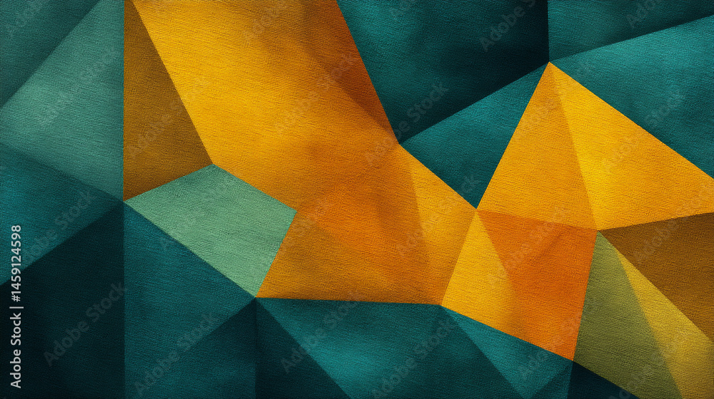 Poster Abstract geometric texture with teal and gold hues, creating a modern and sophisticated visual pattern suitable for various design applications