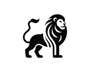 Iconic Minimal Lion Full Body Logo in Black and White Clean Design