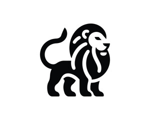 Minimalist Lion Full Body Logo in Iconic Black and White