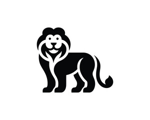 Clean and Playful Lion Full Body Logo in Minimalist Design