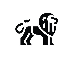 Playful Minimal Lion Full Body Logo for Branding in Black and White