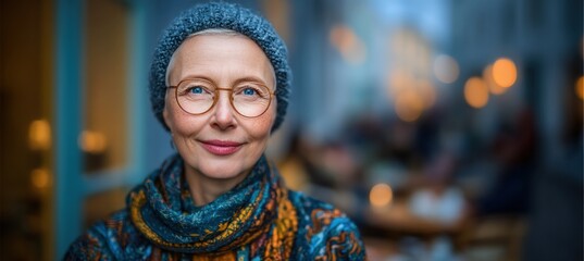 Confident senior woman on a charming european street