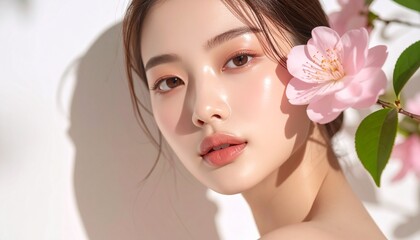 Fototapeta premium 美しい日本人女性モデルの顔のクローズアップ