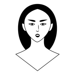Intense female portrait with sharp eyes and dark hair.