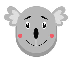 Cute koala cartoon face with smile and wing-like ears.