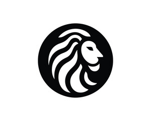 Iconic Minimal Lion Head Logo in Clean Black and White Design