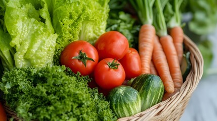 Assortment of fresh vegetables in a basket
