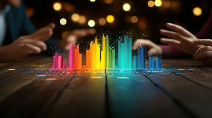 Data visualization and innovation engaging business meetings in a modern digital office environment